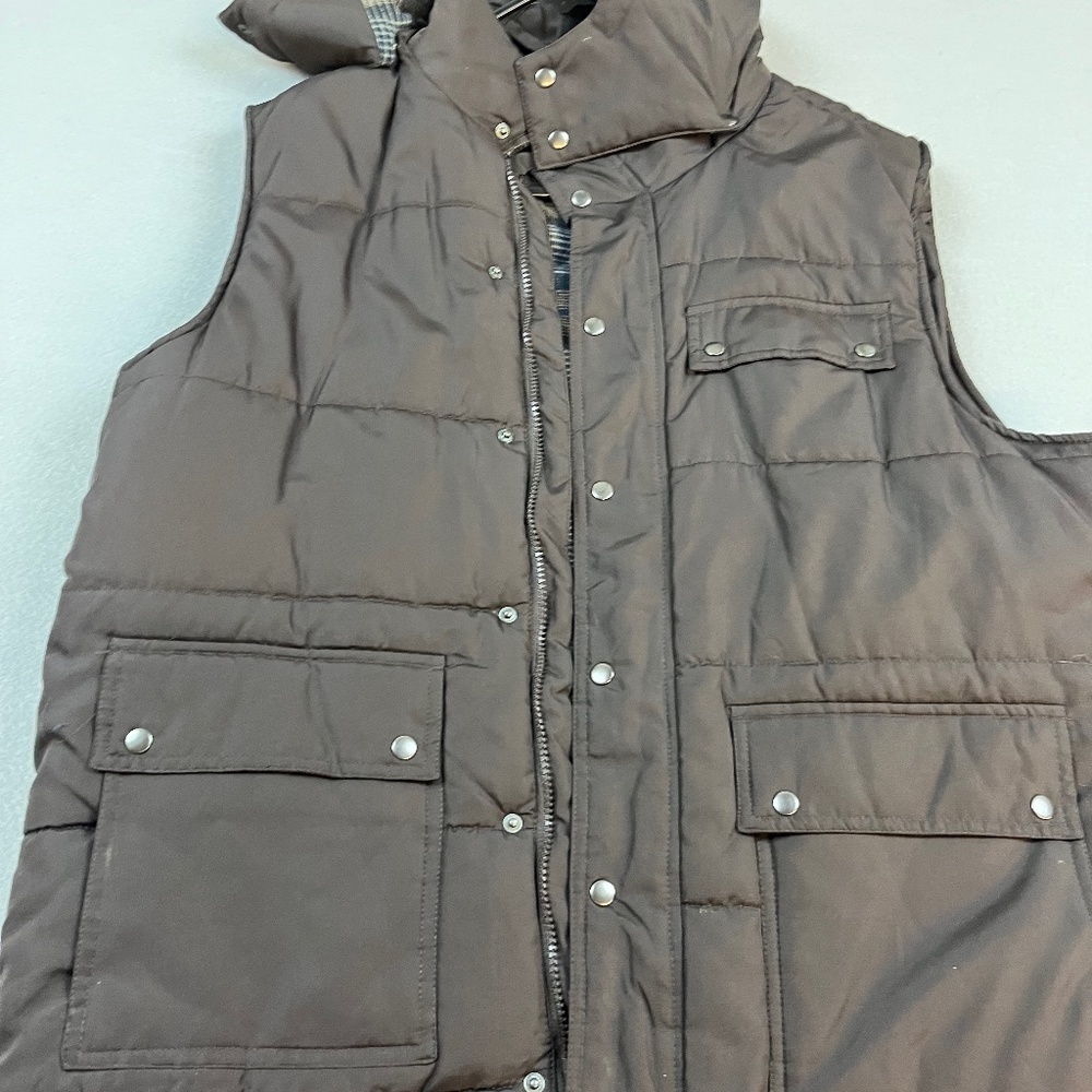 Big Sky Outfitter's Men's Brown Puffer Vest Jacket With Hood SIze L